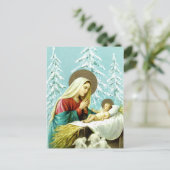 宗教的ヴィンテージクリスマスノスタルジック シーズンポストカード (スタンド正面)