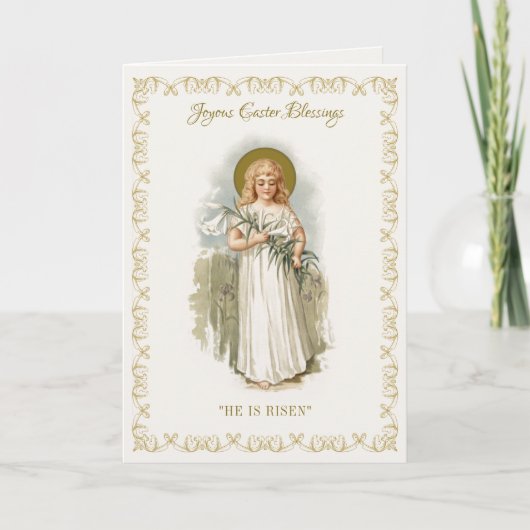 宗教的ヴィンテージハッピーイースターヴァージンメアリーパスカ カード (正面)