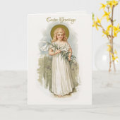 宗教的ヴィンテージハッピーイースターヴァージンメアリーパスカ カード (黄色い花)