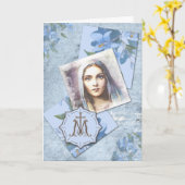 宗教的ヴィンテージヴァージンメアリーフローラ誕生日 カード (黄色い花)