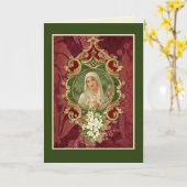 宗教的ヴィンテージヴァージンメアリー誕生日聖なる書物、 経典 カード (黄色い花)