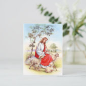 宗教的ヴィンテージ復活祭、羊飼いイエス シーズンポストカード (スタンド正面)