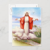 宗教的ヴィンテージ復活祭、羊飼いイエス シーズンポストカード (正面/裏面)