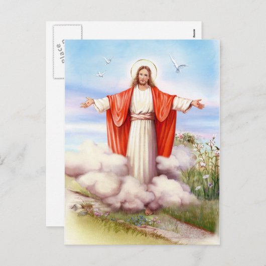宗教的ヴィンテージ復活祭、羊飼いイエス シーズンポストカード (正面/裏面)