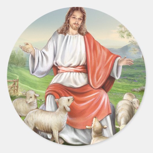 宗教的ヴィンテージ復活祭、羊飼いイエス ラウンドシール (正面)