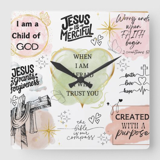 宗教的主張 スクエア壁時計 (正面)