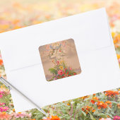 宗教的信仰希望チャリティーフローラクロス復活祭 スクエアシール