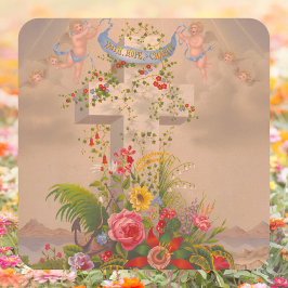 宗教的信仰希望チャリティーフローラクロス復活祭 スクエアシール