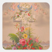 宗教的信仰希望チャリティーフローラクロス復活祭 スクエアシール (正面)