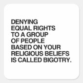 宗教的信念に基づく平等な権利の否認 スクエアシール (正面)