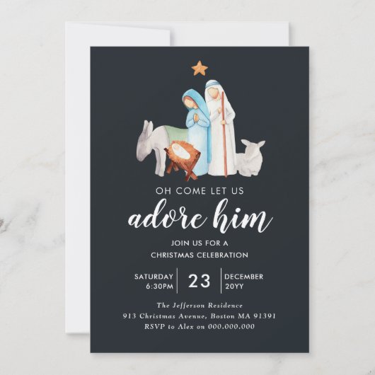 宗教的出生クリスマスお祝い 招待状 (正面)