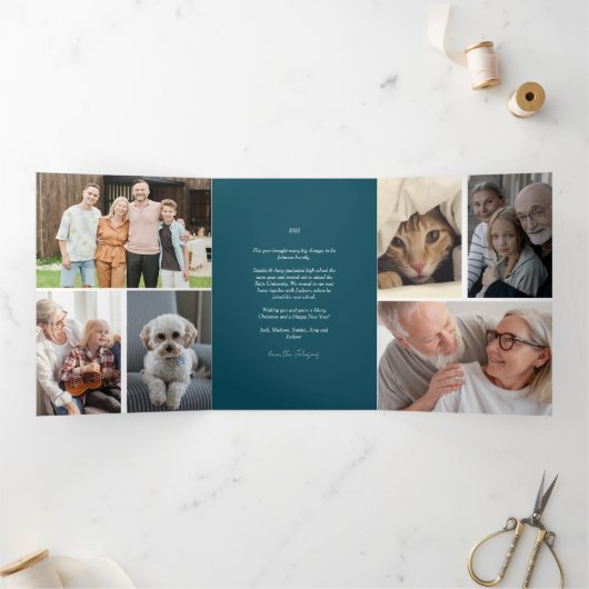 宗教的出生シーンのクリスマスフォトカード 三つ折り招待状 (内部)