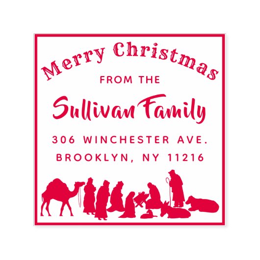 宗教的出生シーンクリスマス差出人住所 セルフインキングスタンプ (デザイン)