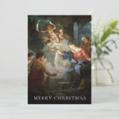 宗教的出生シーンファミリーフォトクリスマス シーズンカード (スタンド正面)