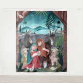 宗教的出生シーンメアリー&ベビーイエス タペストリー (正面)