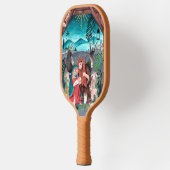 宗教的出生シーン青、赤マリア&イエス ピックルボールラケット (左)