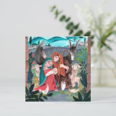 宗教的出生シーン青、赤メアリー&ジョセフ シーズンカード (スタンド正面)