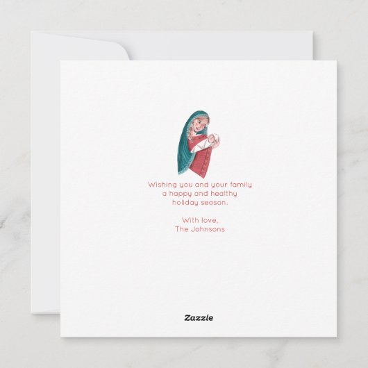 宗教的出生シーン青、赤メアリー&ジョセフ シーズンカード (裏面)