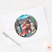 宗教的出生シーン青、赤メアリー&ジョセフ ラウンドシール (封筒)