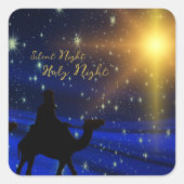 宗教的出生ネイビーブルークリスマス スクエアシール (正面)