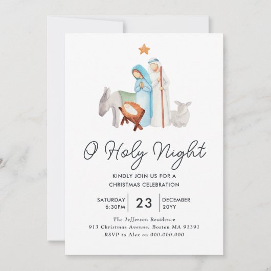 宗教的出生マンガークリスマスお祝い 招待状 (正面)