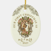 宗教的初めてのクリスマスミセス結婚ズ セラミックオーナメント (正面)