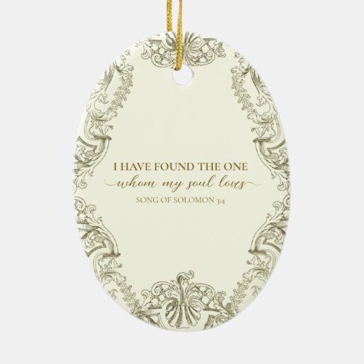 宗教的初めてのクリスマスミセス結婚ズ セラミックオーナメント (裏面)