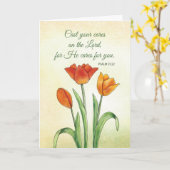 宗教的勇気付けられるあなたのチューリップを投気にげる カード (黄色い花)