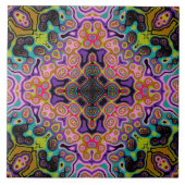 宗教的十字フラクタルカラフルカレイダアート  タイル (正面)