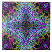 宗教的十字フラクタルカラフルカレイダアート  タイル (正面)