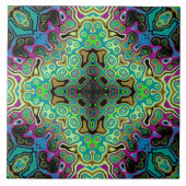 宗教的十字フラクタルカラフルカレイダアート タイル (正面)