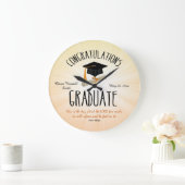 宗教的卒業金ゴールドスターバスト（黒帽） ラージ壁時計 (ホーム)