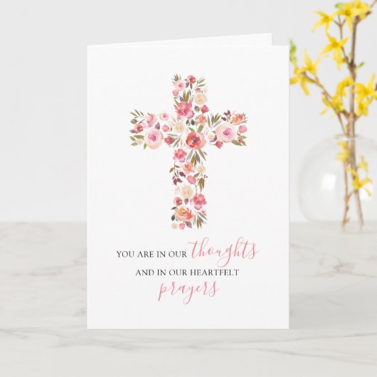 宗教的女性悔やみや弔慰 |考えと祈りの言葉 カード (黄色い花)