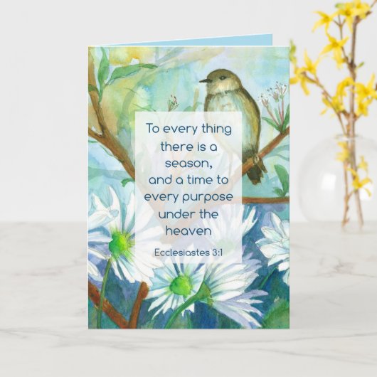 宗教的悔やみや弔慰エククレシアテス3:1聖なる書物、 経典祈 カード (黄色い花)