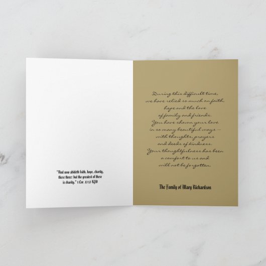 宗教的悔やみや弔慰サンキューカード – ドーブ サンキューカード (内部)