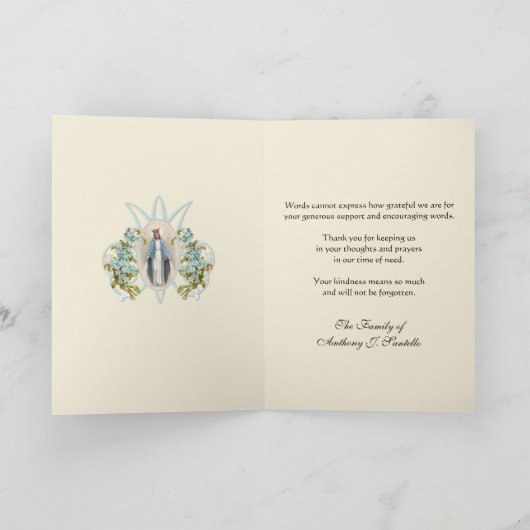 宗教的悔やみや弔慰葬儀サンキューサンキューヴァージンメアリー サンキューカード (内部)
