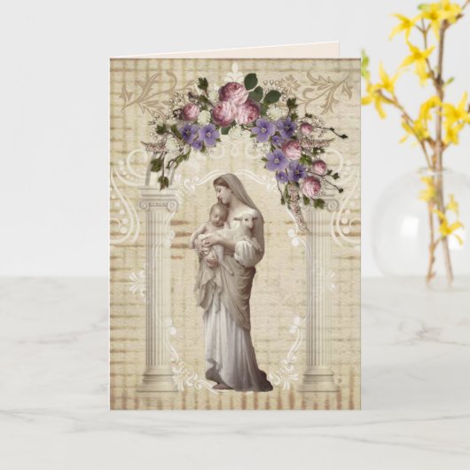 宗教的母の日ヴァージンマリーラムイエス カード (黄色い花)