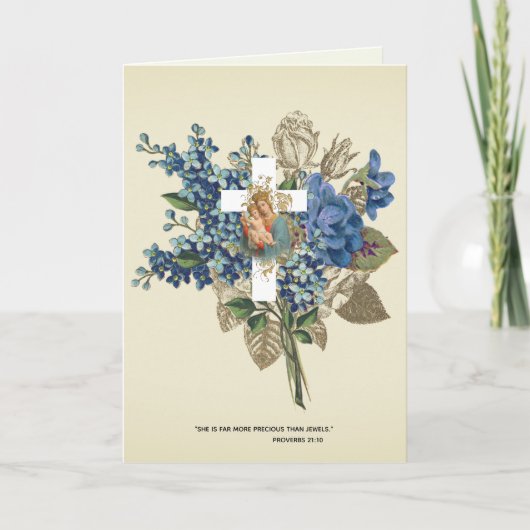 宗教的母の日賛美ヴァージンマリーヴィンテージ カード (正面)