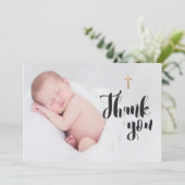 宗教的生まれたばかりのベビー写真バプテスマありがとう サンキューカード (スタンド正面)
