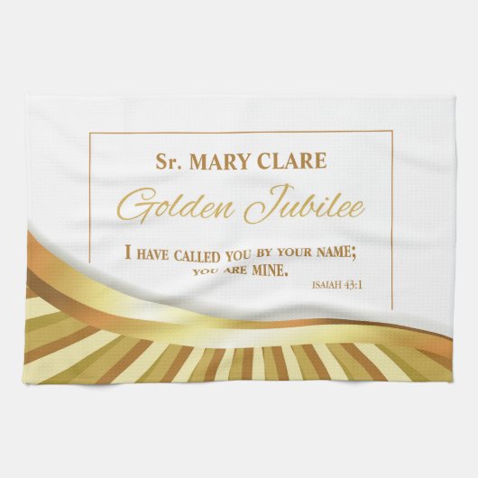 宗教的生活の個人的で金色のジュビリー キッチンタオル (横)