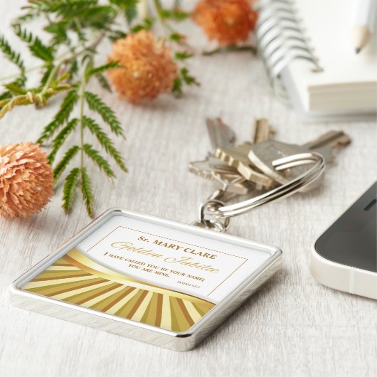 宗教的生活の個人的で金色のジュビリー キーホルダー (側面)