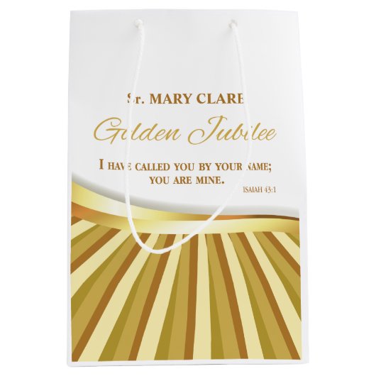 宗教的生活の個人的で金色のジュビリー ミディアムペーパーバッグ (正面)