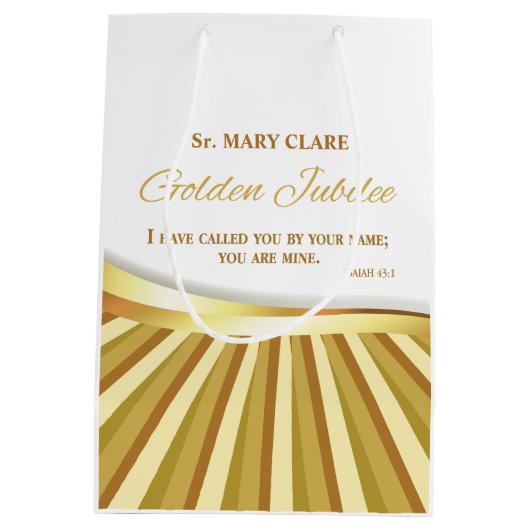 宗教的生活の個人的で金色のジュビリー ミディアムペーパーバッグ (裏面)