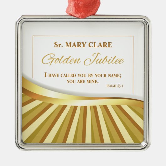 宗教的生活の個人的で金色のジュビリー メタルオーナメント (正面)