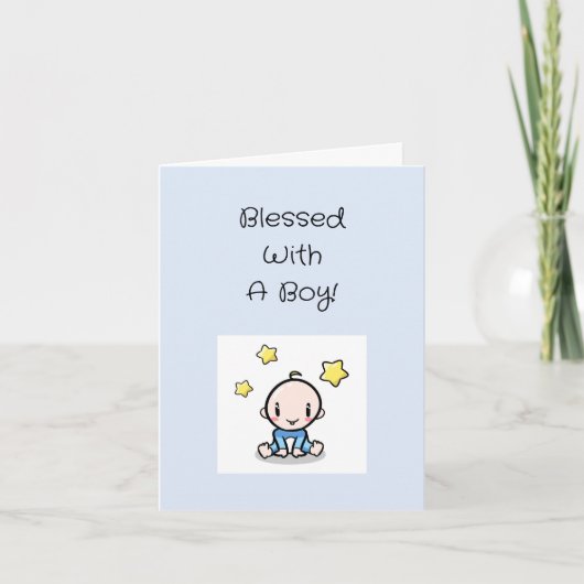 宗教的男の赤ちゃんおめでとうw文字カスタム, カード (正面)