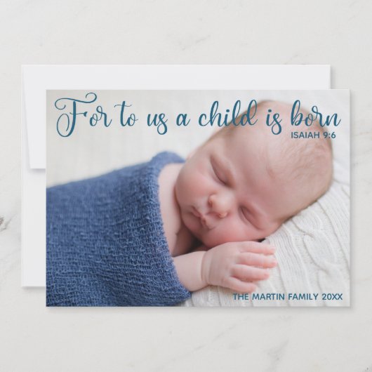 宗教的男の赤ちゃんフォトクリスマスシンプルエレガント シーズンカード (正面)