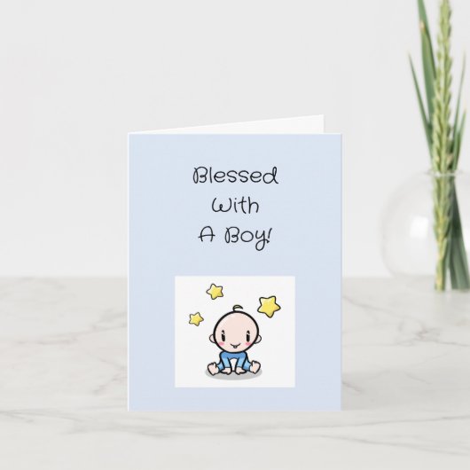 宗教的男の赤ちゃん文字おめでとう カード (正面)