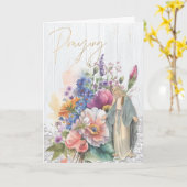 宗教的祈なヴァージンメアリー カード (黄色い花)