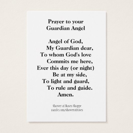 宗教的祈りの言葉ガーディアンエンジェルホーリーカード (裏面)
