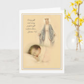 宗教的祝賀新生児ヴァージンメアリー カード (黄色い花)